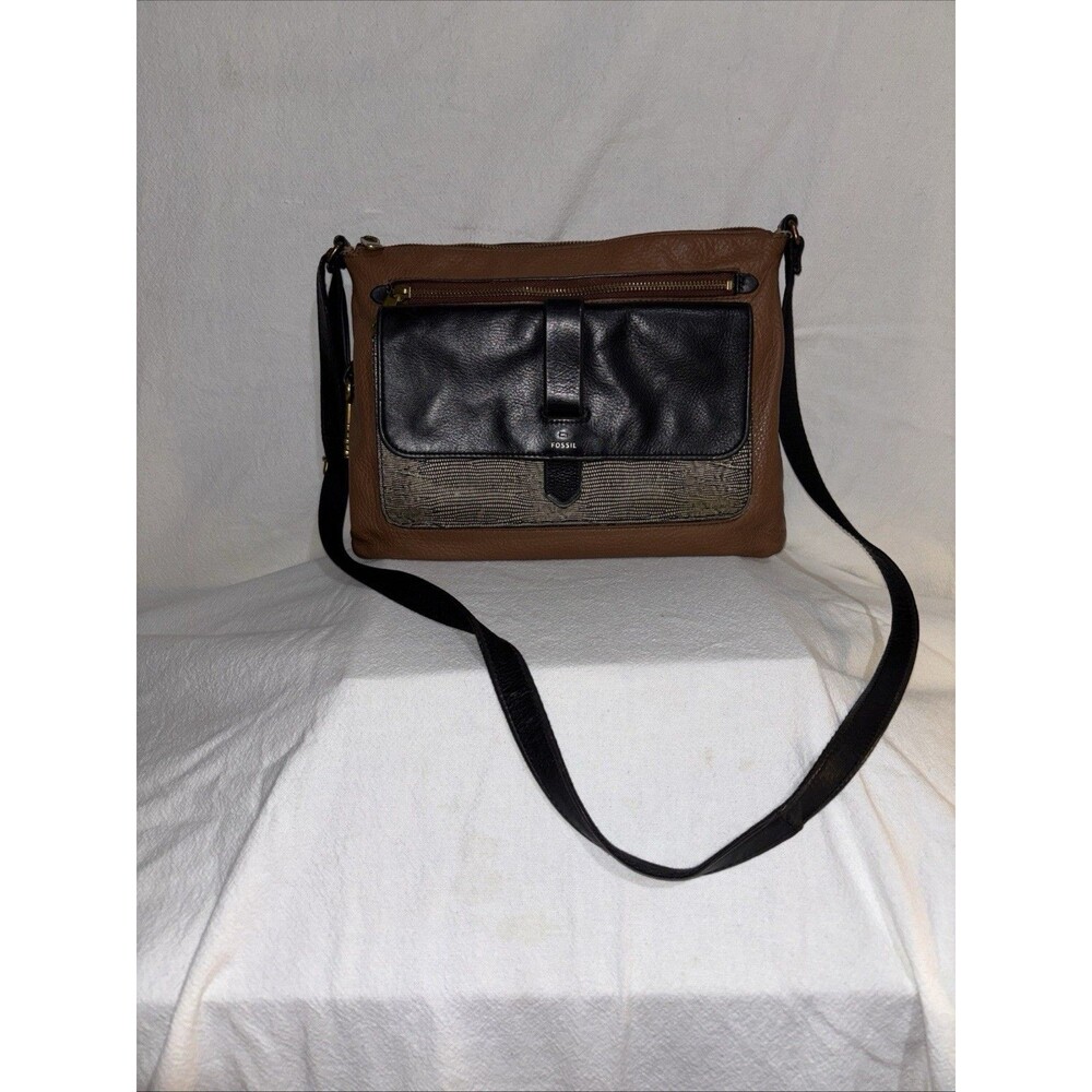 Fossil Vintage Handbag, Crossbody Leather With Painted Snake Skin Pattern